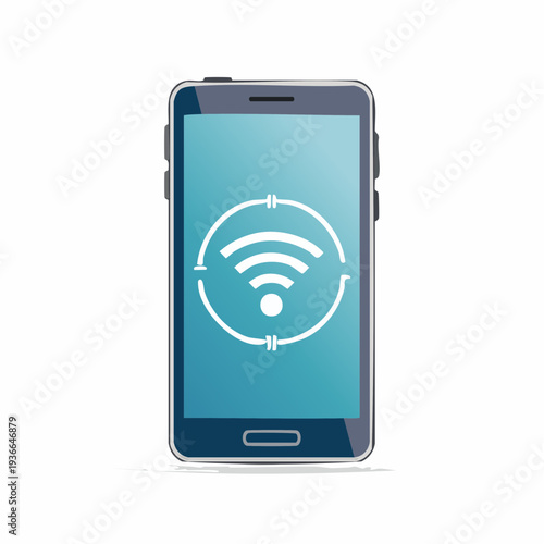 Smartphone Screen Displaying Wifi Signal Vector Illustration