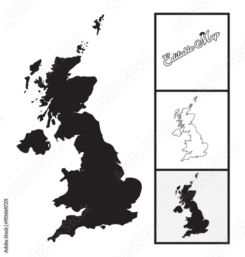 United Kingdom maps for design, easily editable 
