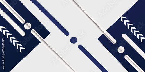 White and blue modern abstract wide banner with geometric shapes. Dark blue and white abstract background. modern vector illustration eps 10