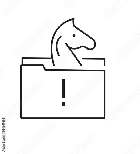 Trojan Horse Virus Line Art Icon – Cyber Malware Security Threat Vector Cyber Security01-16 Cyber Security01-18