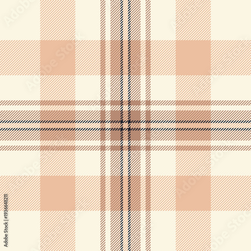 Self texture check vector, quiet plaid pattern tartan. Luxurious textile fabric seamless background in orange and cornsilk colors.
