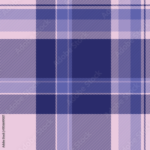 Hippy vector seamless background, domestic textile fabric texture. Dining room pattern plaid check tartan in blue and light colors.
