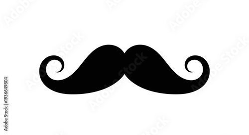 A striking black handlebar mustache isolated on a white background