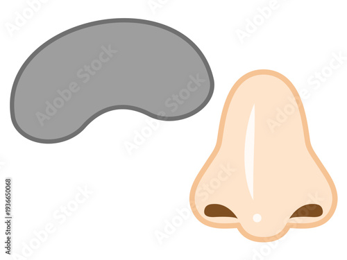 鼻パックと鼻の美容イラスト素材