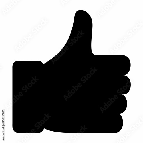 A simple and minimalistic black thumbs up icon on a white background