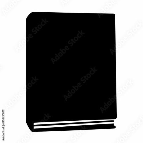 Solid black book with two white lines marking the closed pages