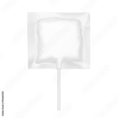 A lollipop hard candy in packaging mockup . Vector illustration isolated on white background. Ready for your design. EPS10.