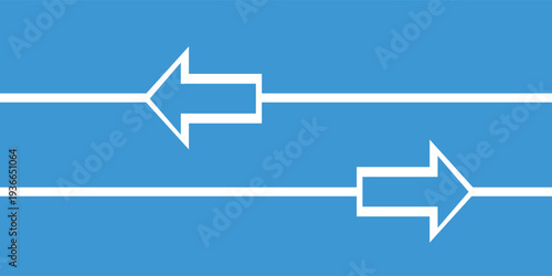 Arrow pointing to the right, formed by a continuous white line over a blue background.