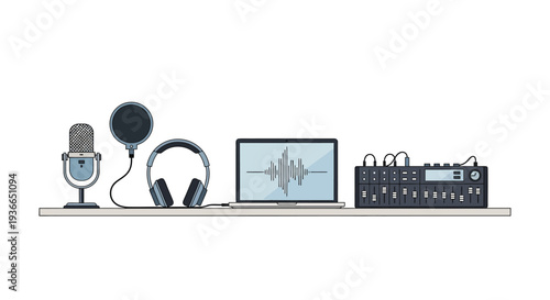 Audio recording studio vector