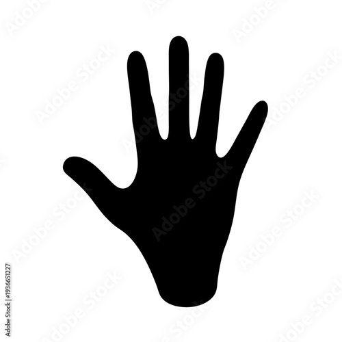Black silhouette of a human hand presented on a white backdrop