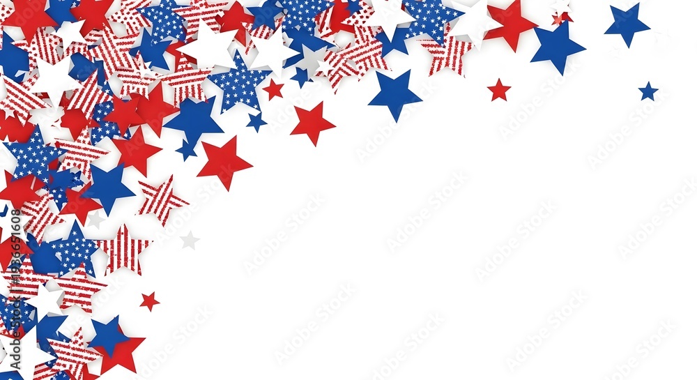 Fototapeta premium Memorial day tribute with patriotic stars and american flags