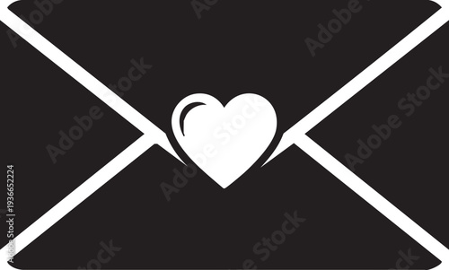 Vector love letter icon, heart in envelope
