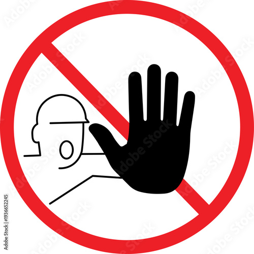 No unauthorised access prohibition sign, restricted area entry forbidden symbol, ISO 7010 P006