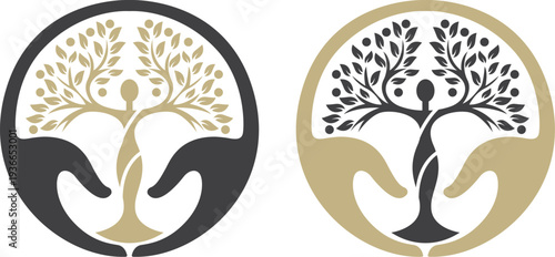 Caring Hands Tree Logo Family Growth Nature