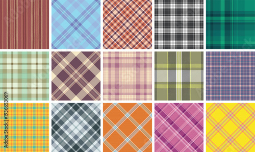 Plaid collection optimized for romantic gifts and crafts. The pack works for cards, gift boxes, DIY accessories, and table decor. Vector artwork handles production sizes.