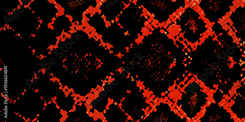 Abstract red formations against a stark black background create a dynamic pattern