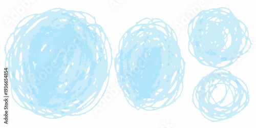 Hand drawn light blue circles and ovals with a sketchy textured style