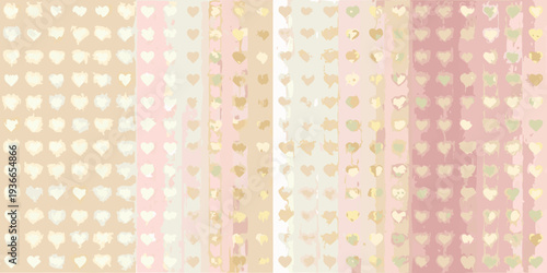 Soft pastel backgrounds with delicate heart patterns vertically arranged