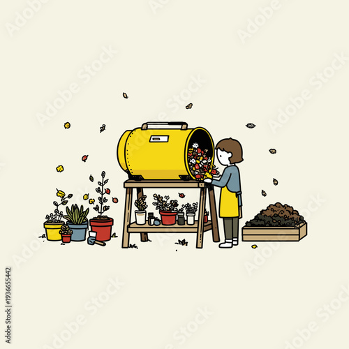 Gardener Rotating Compost Tumbler in Backyard