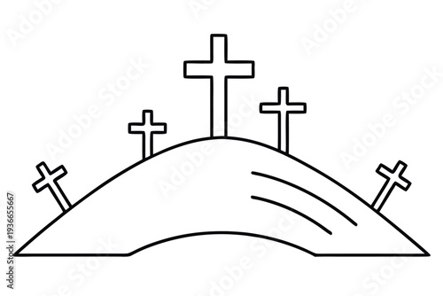 Golgotha, Calvary Hill Outline Icon