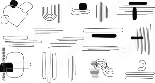 Abstract composition of black and white geometric shapes