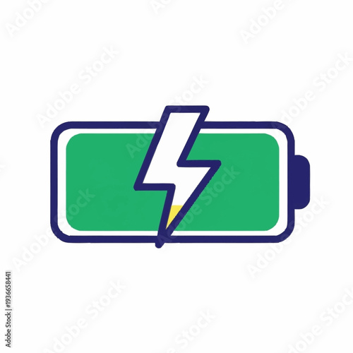 A green battery icon with a lightning bolt symbolizing charging
