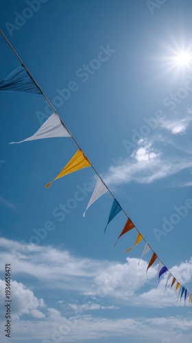 Wallpaper Mural Colorful Kites in Sky with Blue Clouds and Sunlight from Below Perspective Torontodigital.ca