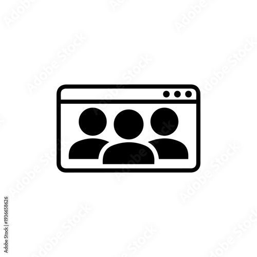 Black and white vector of a window displaying three generic figures