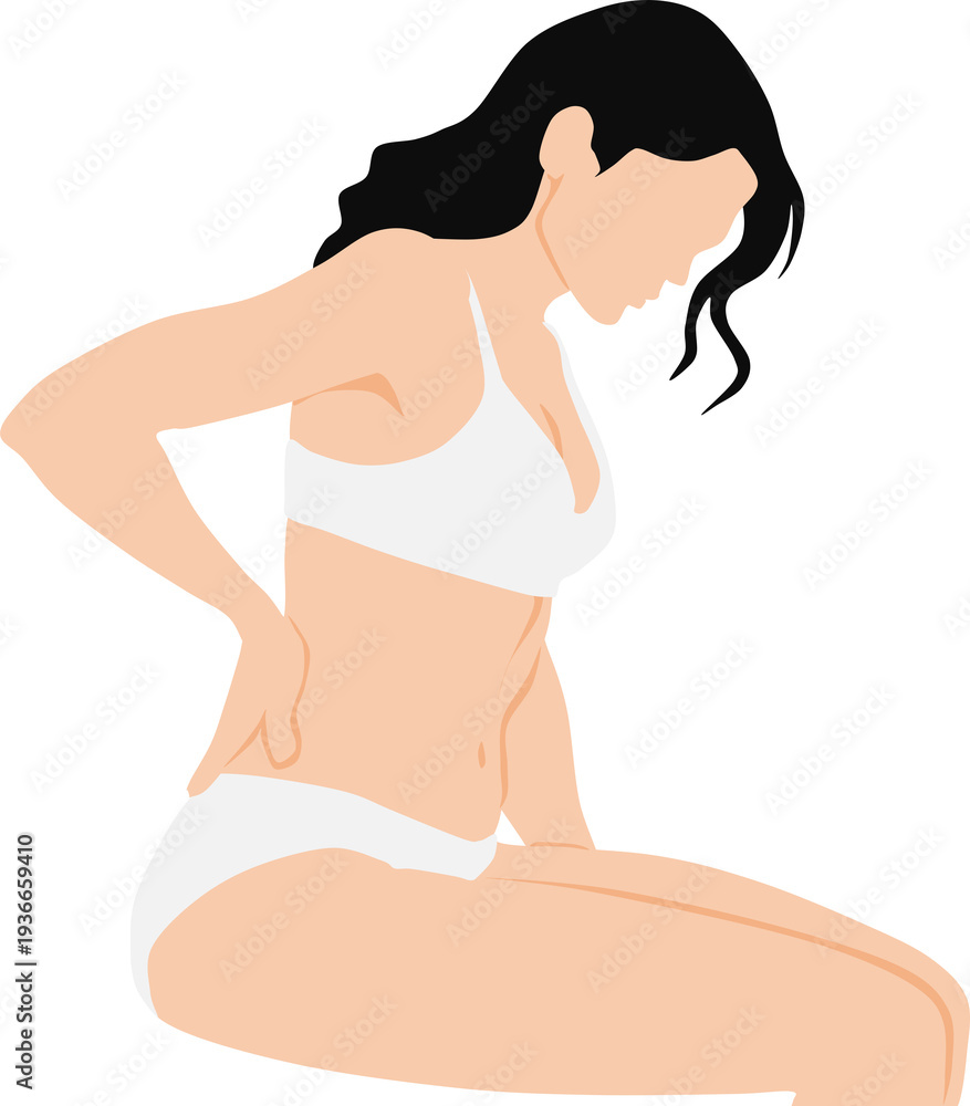Fototapeta premium ぎっくり腰を発症した女性のイラスト