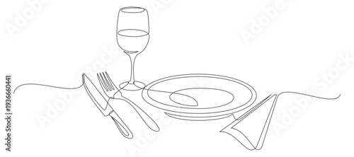 Illustration of cutlery with continuous line drawing 7.eps