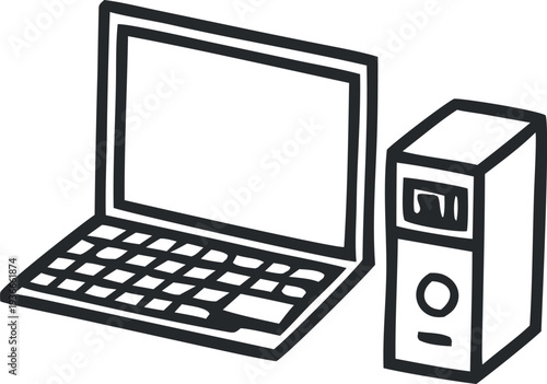Laptop and Desktop CPU Line Icon