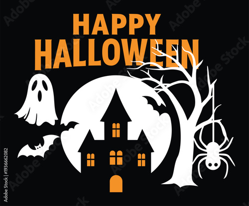 Happy Halloween Pumpkin Theme Design.Happy Halloween Spooky Night Illustration.