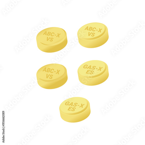 Tablet medicine vector, Vitamin pills icon, Golden Coin Shape, Yellow Pill, Medicine vector illustration, Tablet vector, Pills and medicine, Medical Teblet Pill Vector, Medicine Tablet Vector Art