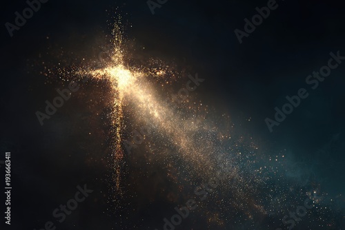 Wallpaper Mural A glowing cross made of pure light particles floats in a, creating a mystical and ethereal atmosphere Torontodigital.ca