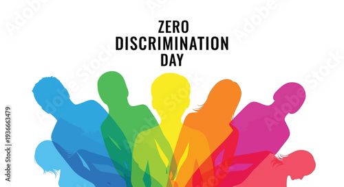 Zero discrimination day vector graphic illustration celebrating diversity and equality for all people worldwide
