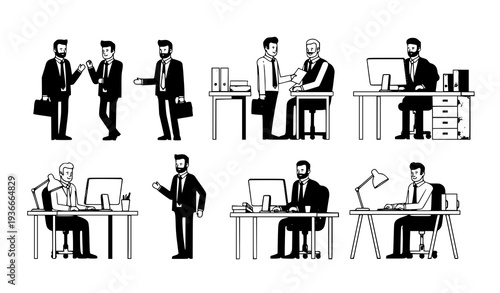 Corporate middle-aged men in suits flat vector illustration EPS 10