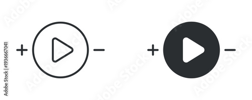 Audio player interface design,  media player control outline and solid silhouette icon set. Vector illustration.