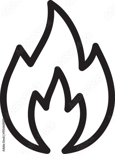 Dynamic fire flame symbol, perfectly outlining the essence of energy and heat, conveying intensity and passion. 