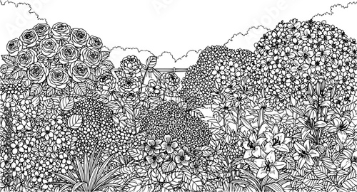 flowering bushes in a lush garden arrangement