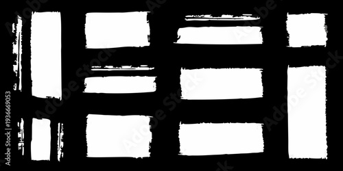 Abstract composition of white brushstrokes against a black background