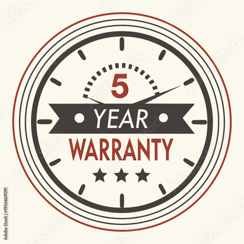 5 year warranty stamp with the text