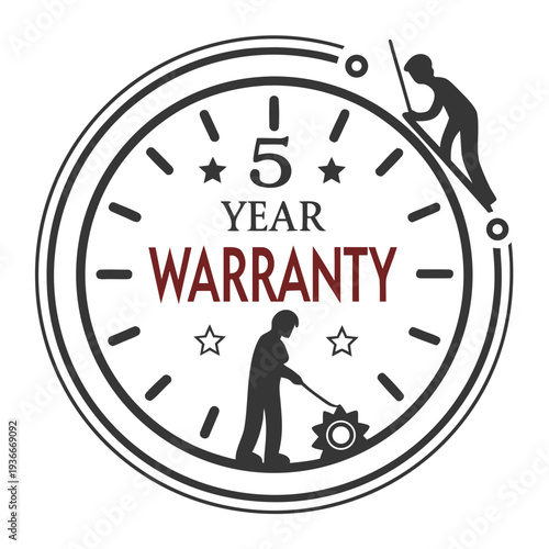 5 year warranty stamp with the text