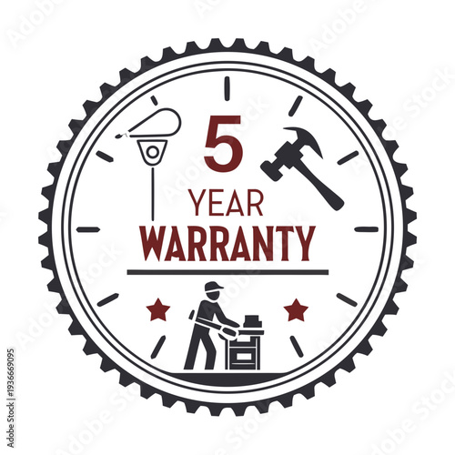 5 year warranty stamp with the text