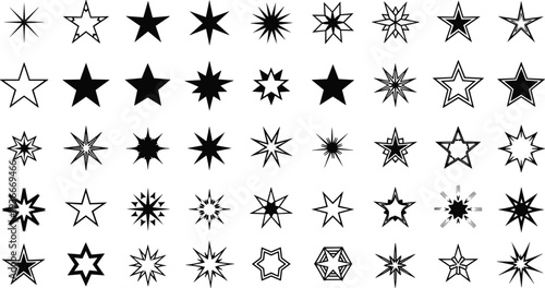 Various Star Vector Designs with Unique Shapes and Patterns