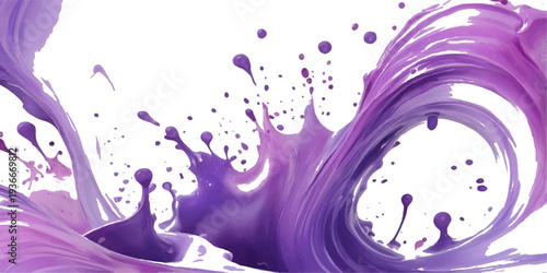 An abstract purple liquid splash creates a fresh blue wave with ink-like ripples and transparent bubbles in a clean motion design