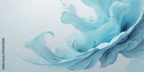 Abstract blue water background illustration featuring a flowing wave pattern with liquid motion and ink texture curves in a light sea spray design