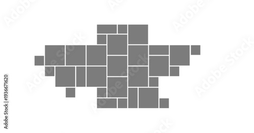 Corporate moodboard template with a square grid and horizontal layout. Business mosaic elements for a presentation or brochure. Clean design with a photo frame and minimalist composition.