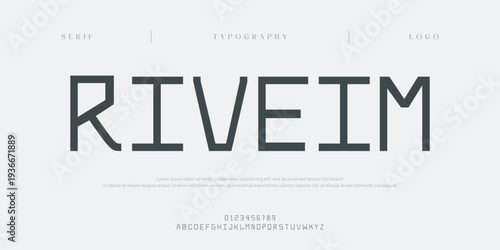 Riveim, Creative digital abstract Modern Alphabet Font. Typography urban style fonts for technology, digital, movie logo design. vector illustration
