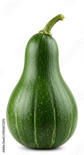 Vibrant green kabocha squash isolated against a stark white background, emphasizing healthy eating and autumn harvest. A simple studio shot, clean, organic, studio shot