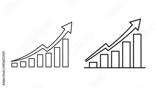 Upward Bar Chart With Growth Arrow Representing Business Expansion, Revenue Increase And Financial Performance Improvement Vector Illustration